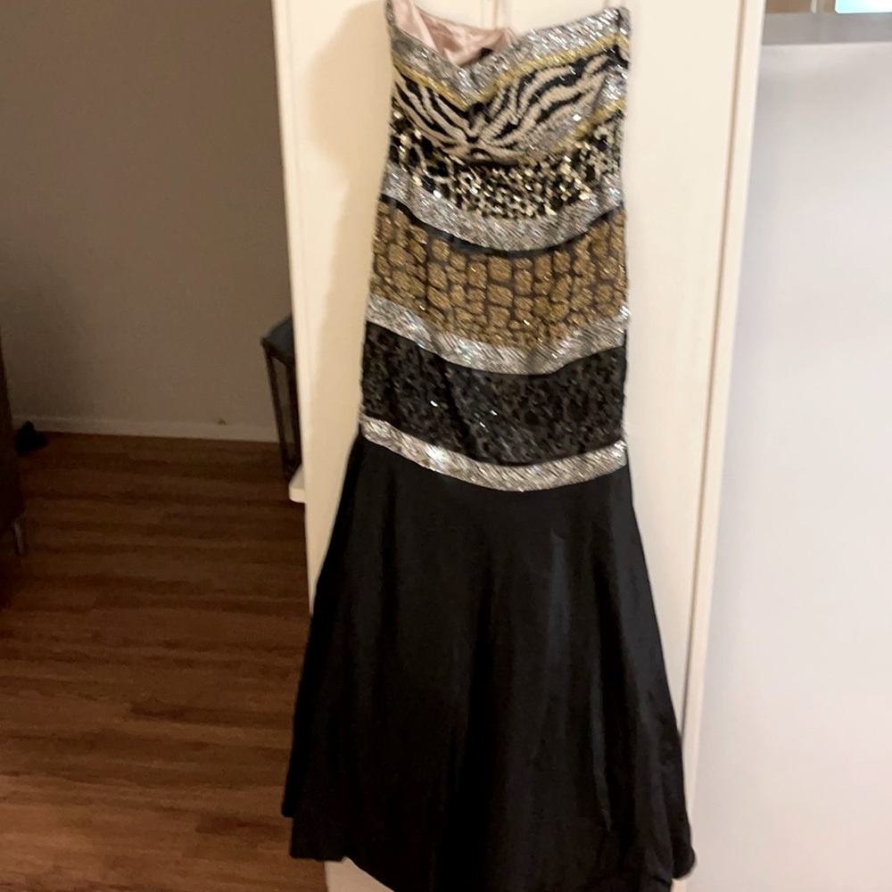 Animal Print, beaded, full length prom dress - Picture 1 of 2